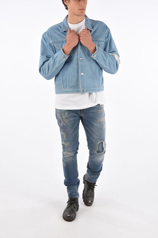 Denim Jacket with Logoed Band