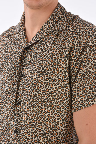 camicia stampa ghepardo a manica corta