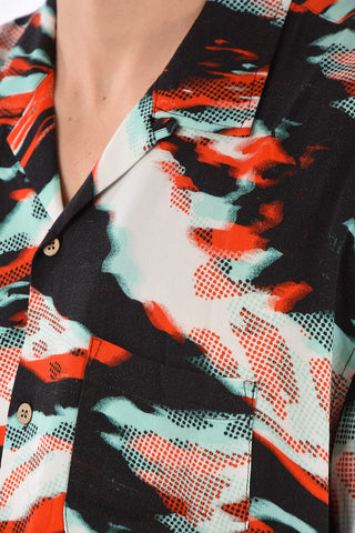 camicia fantasia astratta a manica corta