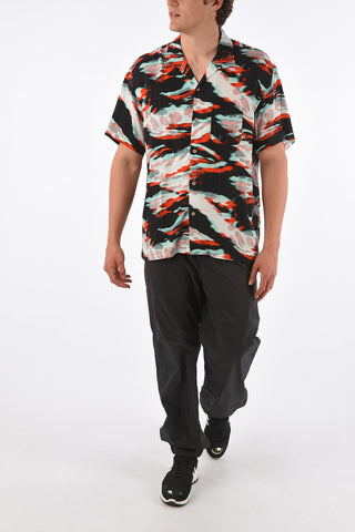 camicia fantasia astratta a manica corta