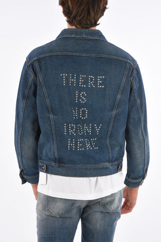 Giubbotto in Denim THERE IS NO IRONY HERE con Dettagli Borchie 