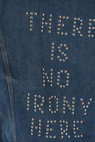 Giubbotto in Denim THERE IS NO IRONY HERE con Dettagli Borchie 