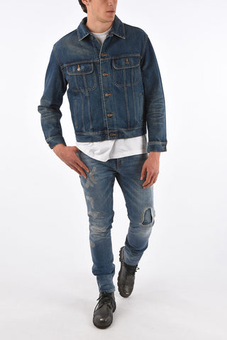 Giubbotto in Denim THERE IS NO IRONY HERE con Dettagli Borchie 