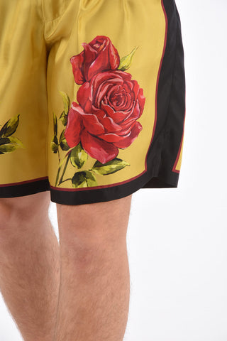 Printed Silk LOVE IS LOVE Double Pleat Shorts