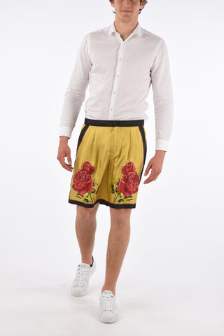 Printed Silk LOVE IS LOVE Double Pleat Shorts