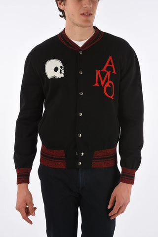 bomber in cotone con bottoni automatici