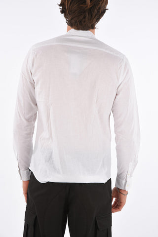 camicia in cotone e lino collo coreana