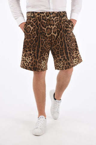 Bermuda Animalier a Doppia Pince con Cintura