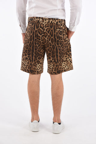 Bermuda Animalier a Doppia Pince con Cintura