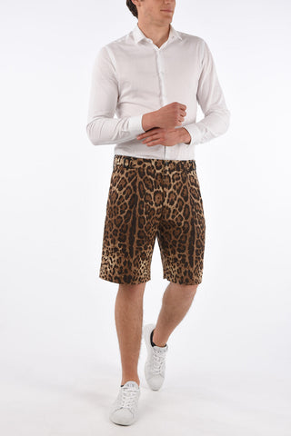 Bermuda Animalier a Doppia Pince con Cintura
