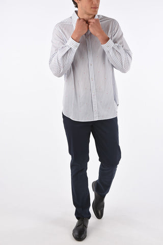 pencil striped popeline classic collar shirt
