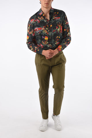 Jetted Pocket Slim Fit Pants with Drawstring 