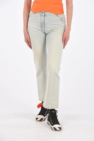 Bleached Cropped High Waist Jeans 