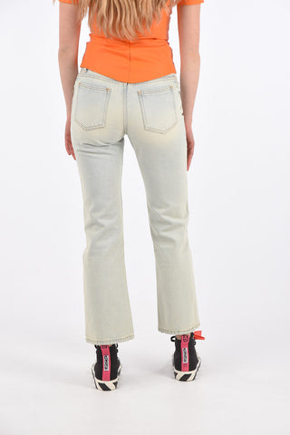 Bleached Cropped High Waist Jeans 