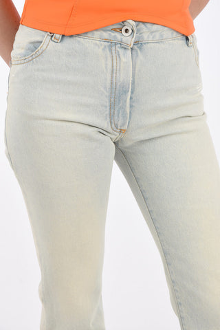 Bleached Cropped High Waist Jeans 