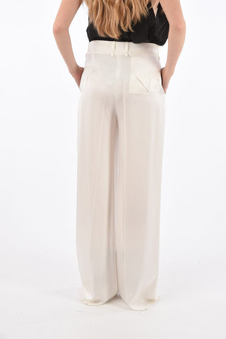 Pantaloni Palazzo a Una Pince in Seta 