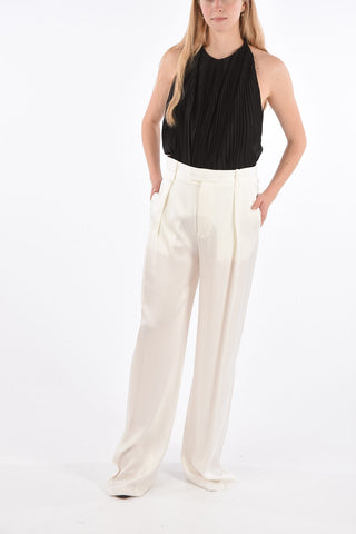 Pantaloni Palazzo a Una Pince in Seta 