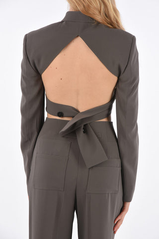 Overlapped Lapel Cropped Blazer