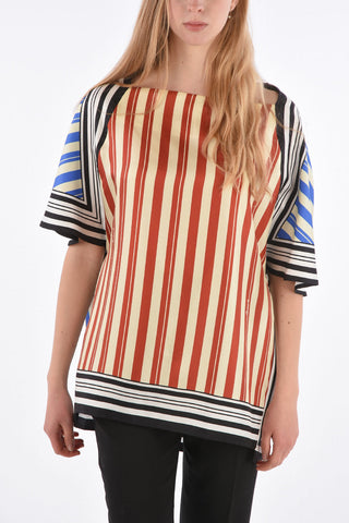 Striped Silk Box Fit Top