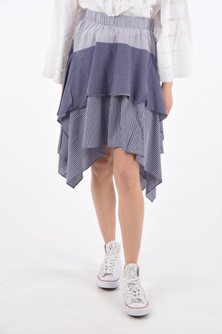 striped drawstring waist asymmetrical tiered skirt
