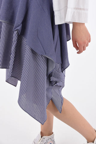 striped drawstring waist asymmetrical tiered skirt
