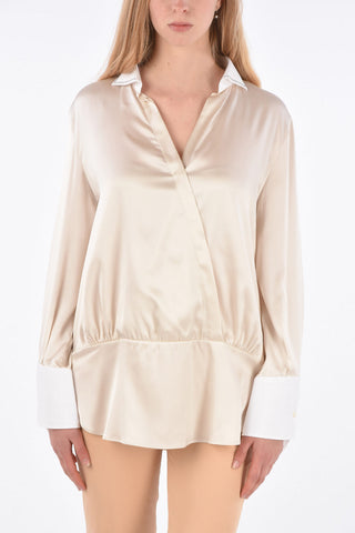 Silk Asymmetrical Blouse with Hidden Closure 
