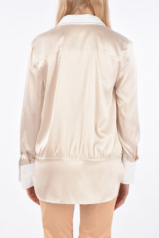 Silk Asymmetrical Blouse with Hidden Closure 