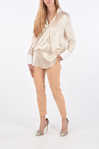 Silk Asymmetrical Blouse with Hidden Closure 