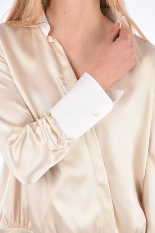 Silk Asymmetrical Blouse with Hidden Closure 