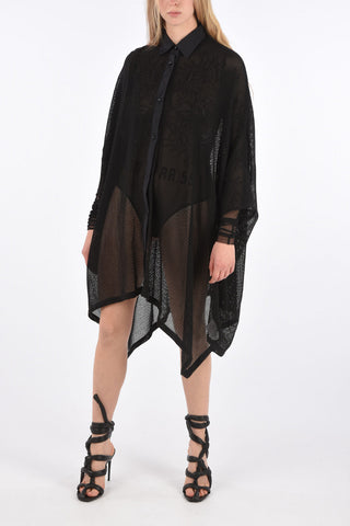 Openwork Panther Asymmetric Shirtdress