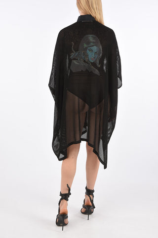 Openwork Panther Asymmetric Shirtdress