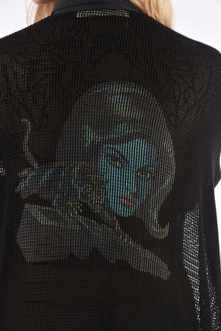 Openwork Panther Asymmetric Shirtdress