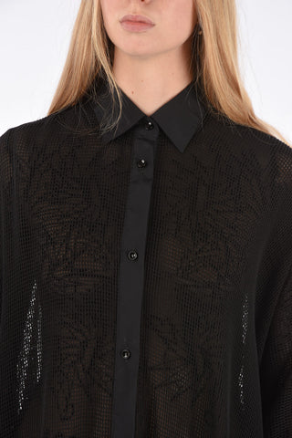 Openwork Panther Asymmetric Shirtdress