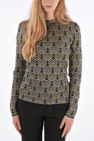 Maglia Girocollo con Geometria in Lurex 