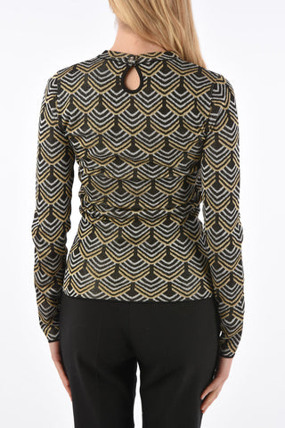Maglia Girocollo con Geometria in Lurex 