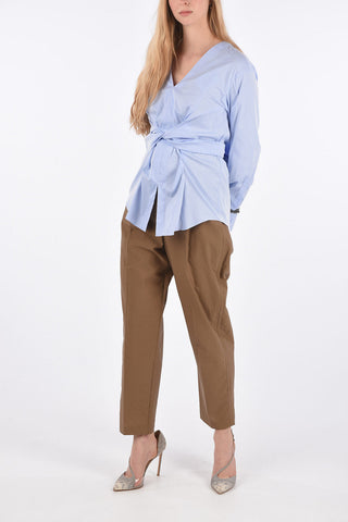  Blouse with Back Bow Closure and Jewel Cuffs 