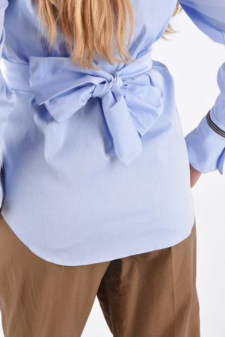  Blouse with Back Bow Closure and Jewel Cuffs 