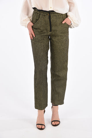 Lurex Striped Pants with Elastic Waist Band
