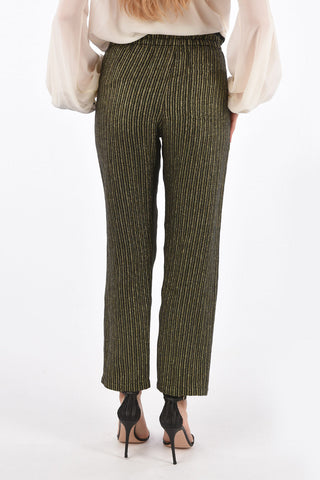 Lurex Striped Pants with Elastic Waist Band