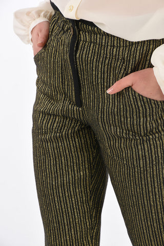 Lurex Striped Pants with Elastic Waist Band