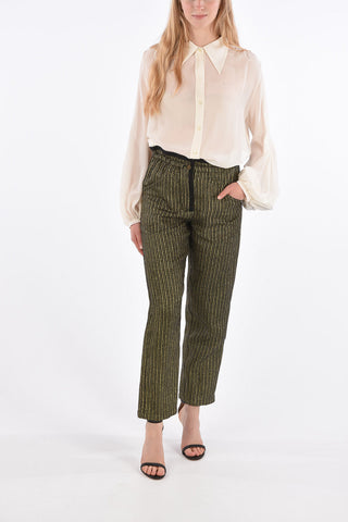 Lurex Striped Pants with Elastic Waist Band