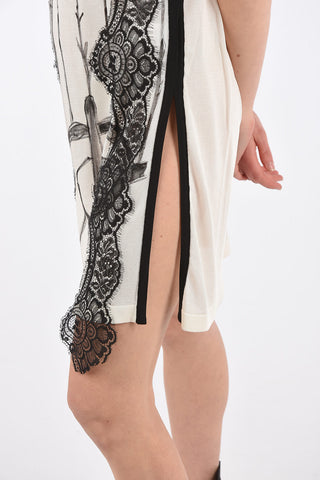 Short Sleeve Tunic with Lace Applications
