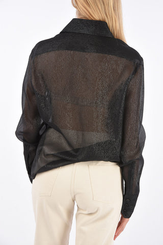 Silk Ruffle Front Shirt