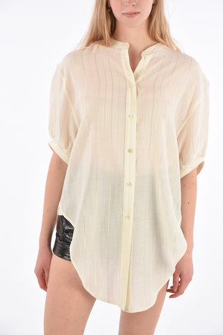 Striped Mandarin Collar Shirt