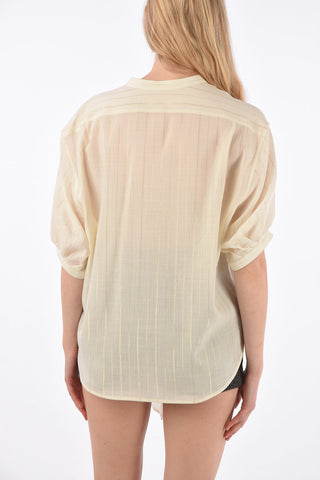 Striped Mandarin Collar Shirt