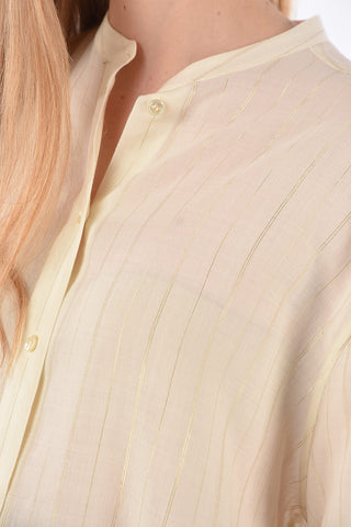Striped Mandarin Collar Shirt