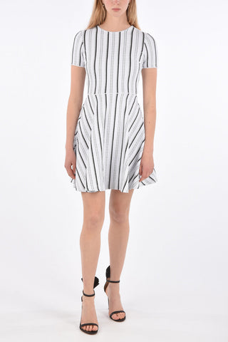 Striped Clos a-line Dress with zip back closure