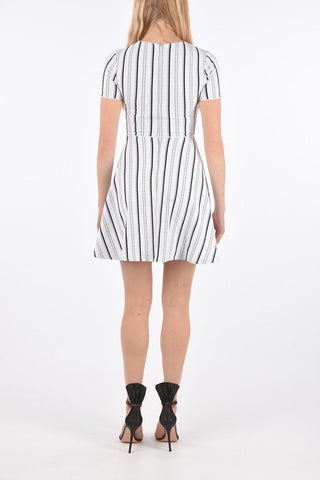 Striped Clos a-line Dress with zip back closure