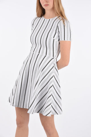 Striped Clos a-line Dress with zip back closure