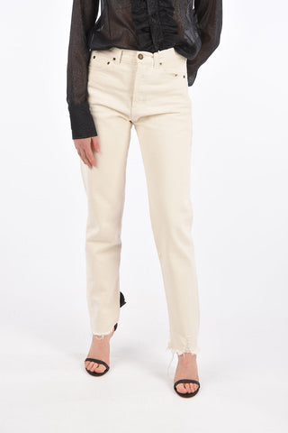 Frayed Hem Slim Fit Jeans